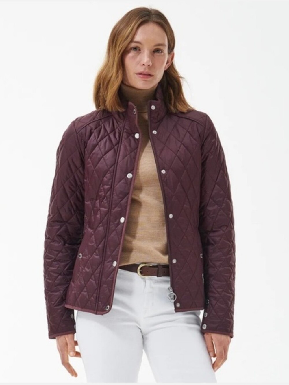 Barbour Yarrow Quilted Puffer Zip-Up Lightweight Black Cherry Jacket US Size 12